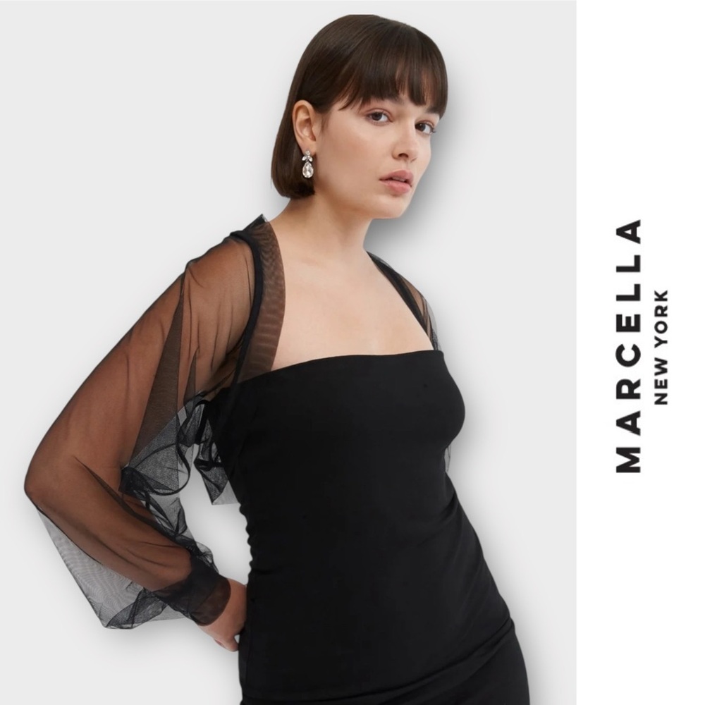 Marcella New York Black Sheer Sleeve Wrap